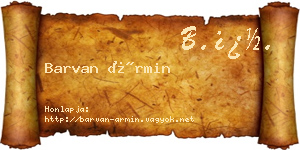 Barvan Ármin névjegykártya